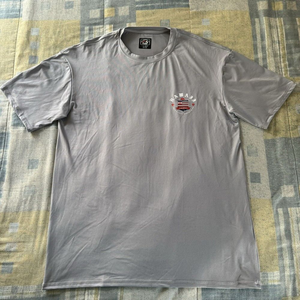 QuickSilver Athletic Fleece Gray Graphic Double-Sided Mens T-Shirt Large